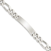 Sterling Silver 8.5inch Polished Engraveable Figaro Link ID Bracelet